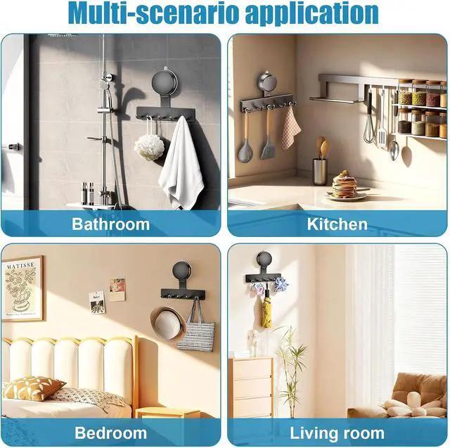 Alt view image 6 of 7 - 2PCS Suction Cup Razor Holder, Suction Cup Holder for Shower Wall, Removable and Reusable Vacuum Shower Hooks for Towel Loofah Shaver, No-Drill Bathroom Kitchen Shaver Holder, Gray