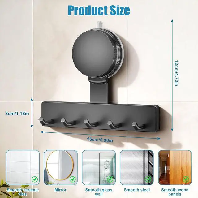 Alt view image 7 of 7 - 2PCS Suction Cup Razor Holder, Suction Cup Holder for Shower Wall, Removable and Reusable Vacuum Shower Hooks for Towel Loofah Shaver, No-Drill Bathroom Kitchen Shaver Holder, Gray