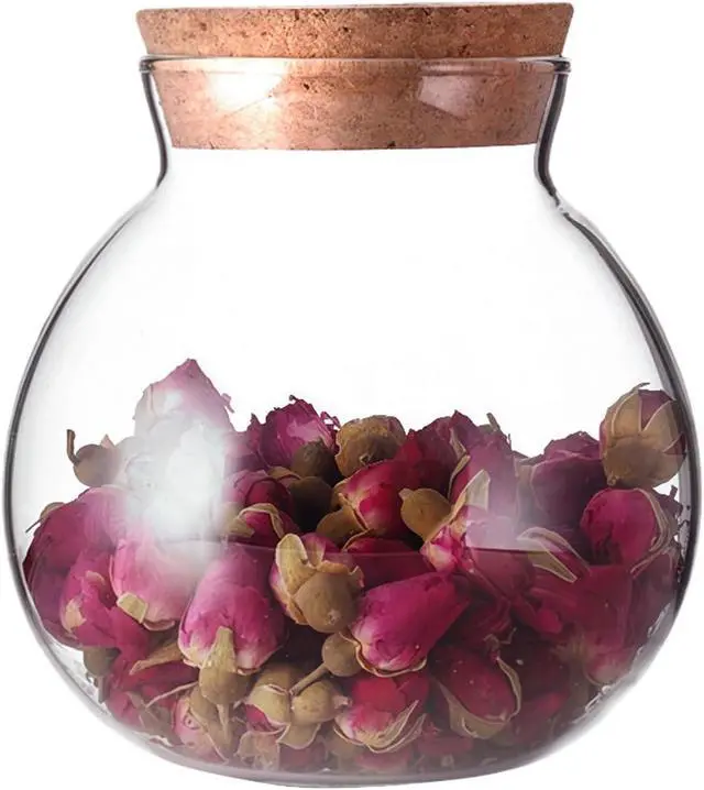 Alt view image 8 of 14 - Airtight Clear Round Glass Jar with Cork Tea Caddy Container Vase Eco Bottle Small Ball Moss DIY Canister for Kitchen Storage Home Decoration 500ml 17oz