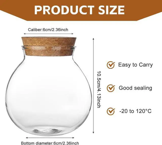 Alt view image 9 of 14 - Airtight Clear Round Glass Jar with Cork Tea Caddy Container Vase Eco Bottle Small Ball Moss DIY Canister for Kitchen Storage Home Decoration 500ml 17oz