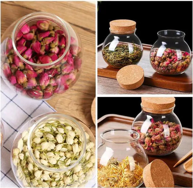Alt view image 12 of 14 - Airtight Clear Round Glass Jar with Cork Tea Caddy Container Vase Eco Bottle Small Ball Moss DIY Canister for Kitchen Storage Home Decoration 500ml 17oz