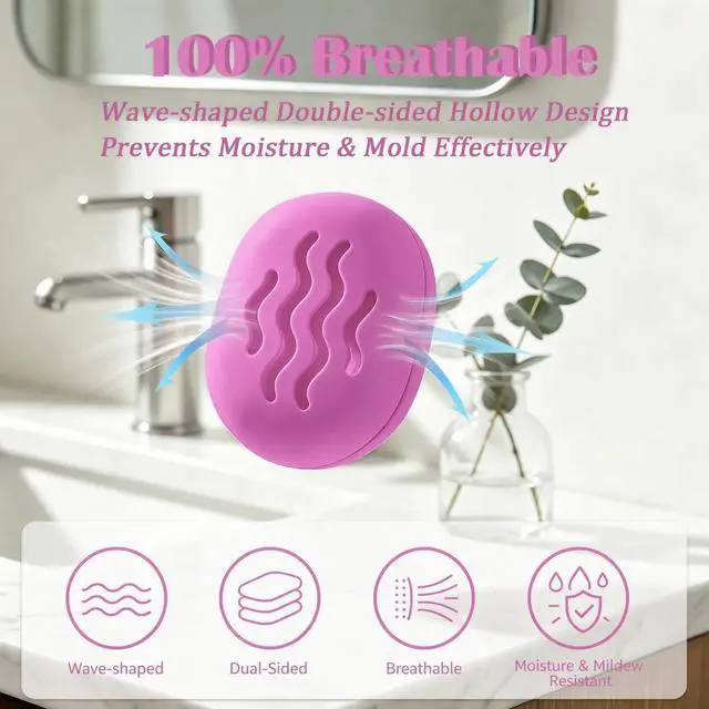Alt view image 3 of 6 - Makeup Sponge & Beauty Blender Travel Case - Shatterproof Silicone Holder, Portable Storage Organizer (Purple)