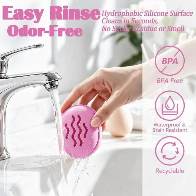Alt view image 4 of 6 - Makeup Sponge & Beauty Blender Travel Case - Shatterproof Silicone Holder, Portable Storage Organizer (Purple)