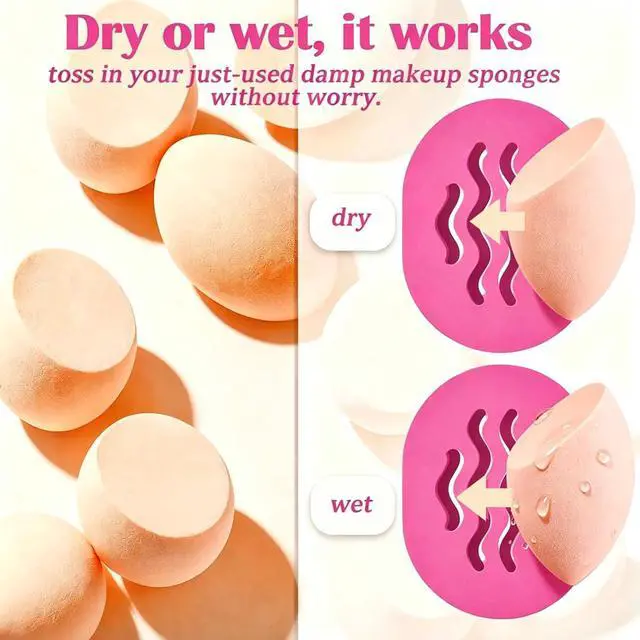 Alt view image 5 of 6 - Makeup Sponge & Beauty Blender Travel Case - Shatterproof Silicone Holder, Portable Storage Organizer (Purple)