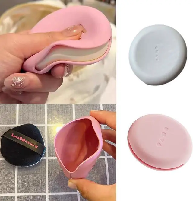 Alt view image 4 of 7 - 6 Pack Powder Puff Travel Case Portable Triangle Powder Puff Holder Silicone Makeup Sponge Protective Container for Beauty Makeup Blenders Sponge Foundation Powder 3 Inch Blending Puffs