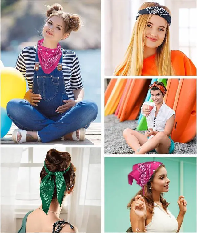 Alt view image 5 of 7 - MEEZY 3/6/10 Pack Bandanas for Women Men, Paisley Pattern Bandana Handkerchiefs Outdoor Multi-Purpose Cowboy 100% Polyester