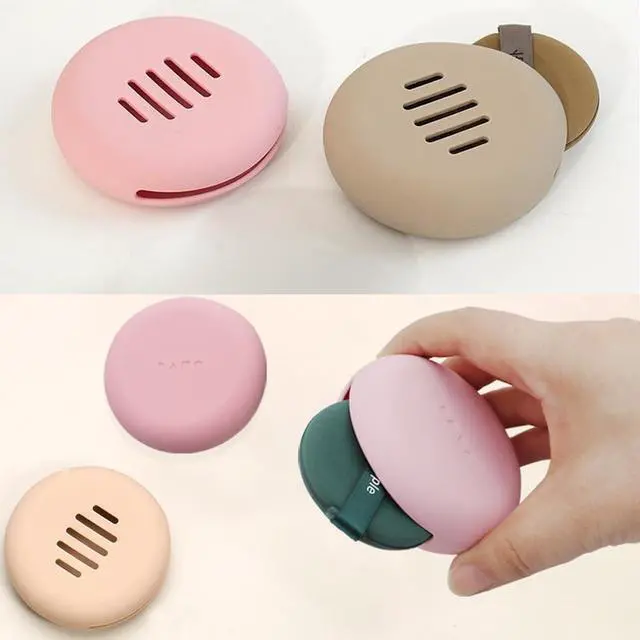 Alt view image 7 of 7 - 6 Pack Powder Puff Travel Case Portable Triangle Powder Puff Holder Silicone Makeup Sponge Protective Container for Beauty Makeup Blenders Sponge Foundation Powder 3 Inch Blending Puffs