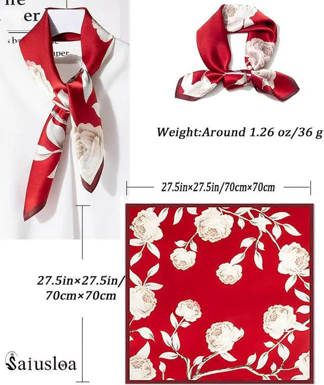 Alt view image 4 of 6 - Saiusloa Neck Scarf For Womens Silky Head Scarves Hair Bandanas Square Scarf Fashion Accessories lightweight