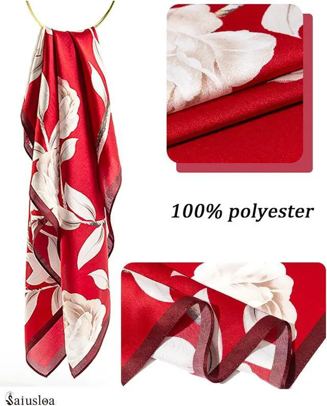 Alt view image 2 of 6 - Saiusloa Neck Scarf For Womens Silky Head Scarves Hair Bandanas Square Scarf Fashion Accessories lightweight