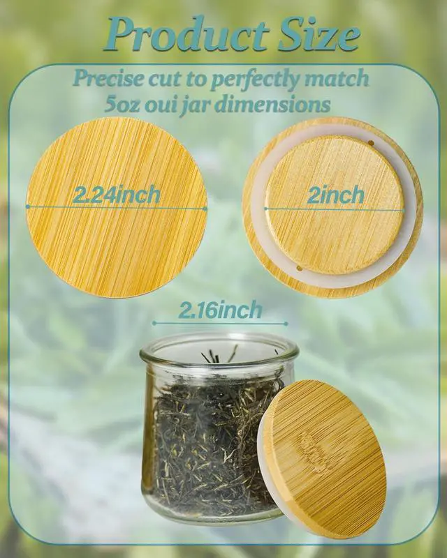 Alt view image 2 of 7 - 6 Pack Oui Yogurt Jar Lids with 8 Labels, Food-Grade Bamboo Lids for 5Oz Oui Yogurt Jars, Reusable Wooden Canning Covers Perfect for Oui Yogurt Bottle(Jar not Included)