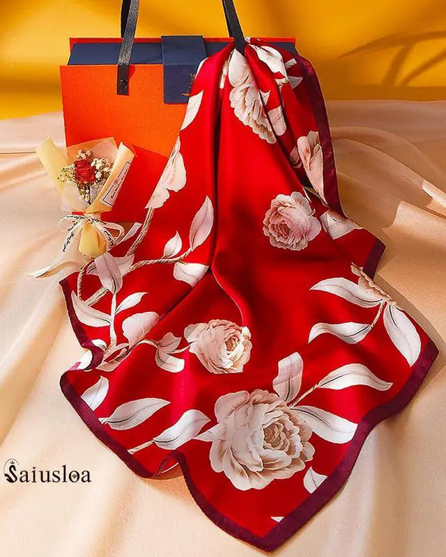 Alt view image 5 of 6 - Saiusloa Neck Scarf For Womens Silky Head Scarves Hair Bandanas Square Scarf Fashion Accessories lightweight
