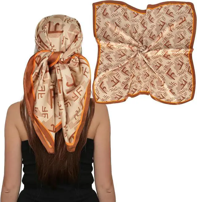 Main image of EXTREE Women's 35 inch Fashion Headscarf Silk Satin Scarf for Hair Wrapping at Night Bandana Square Scarf for Sleeping