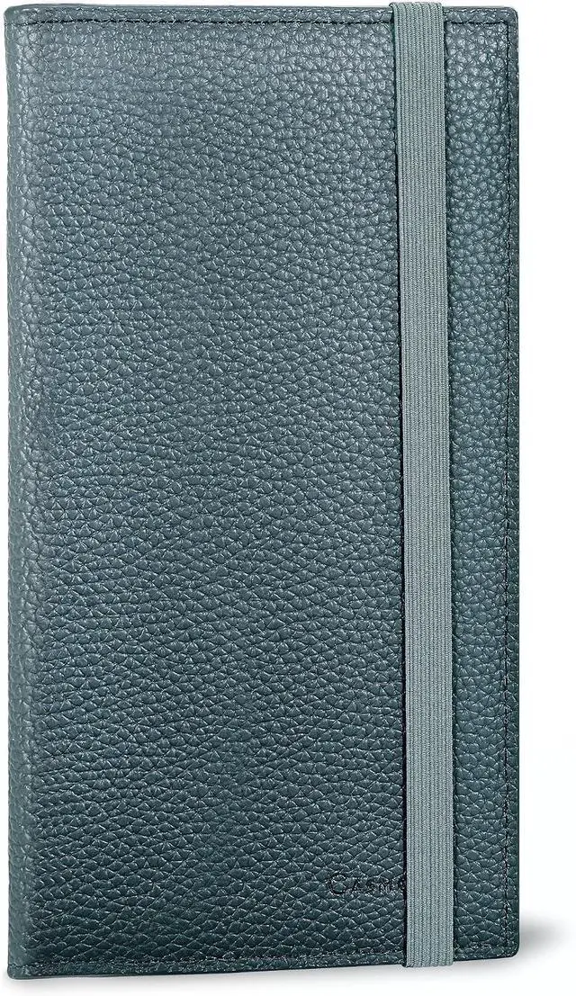 Main image of CASMONAL Checkbook Cover for Women and Men, Check Book Holder for Personal | PU Leather with Elastic Band, Transparent PVC Divider for Duplicate Checks, RFID Blocking