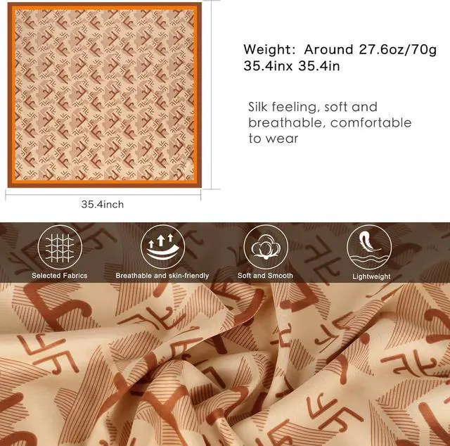 Alt view image 7 of 7 - EXTREE Women's 35 inch Fashion Headscarf Silk Satin Scarf for Hair Wrapping at Night Bandana Square Scarf for Sleeping