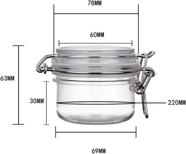 Alt view image 3 of 3 - mollensiuer 2Pcs 4 Oz/120ml Clear Round Plastic Home Kitchen Storage Sealed Jar Bottles with Leak Proof Rubber and Hinged Lid for Spices, Candy, Gift, Arts and Crafts Storage Multi-purpose Container