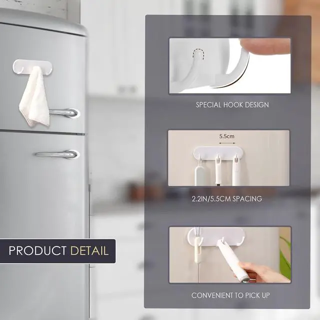 Alt view image 4 of 6 - 2-Pack Magnetic Key Holder with 3 Hooks for Refrigerator, Kitchen, and Laundry Rooms
