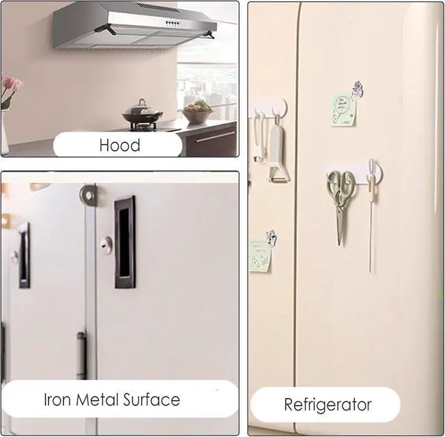 Alt view image 6 of 6 - 2-Pack Magnetic Key Holder with 3 Hooks for Refrigerator, Kitchen, and Laundry Rooms