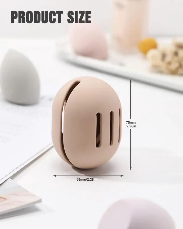 Alt view image 7 of 7 - FERYES Makeup Sponge Holder Shatterproof Eco-Friendly Silicone Beauty Make Up Blender Case for Travel - Khaki