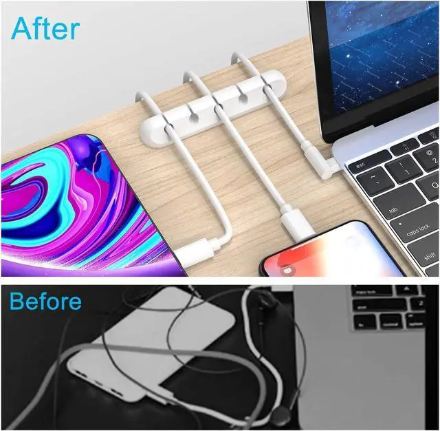 Alt view image 2 of 7 - INCHOR Cord Organizer for Desk, Cable Organizer Cable Holder 3 Pack White