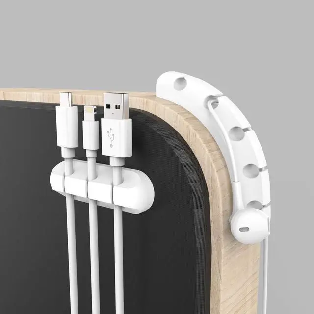Alt view image 4 of 7 - INCHOR Cord Organizer for Desk, Cable Organizer Cable Holder 3 Pack White