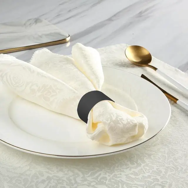 Alt view image 6 of 7 - Germiwipe 500 Pcs Napkin Bands,Paper Napkin Rings Self-Adhesive, (Black) | Silverware Wraps Bands Perfect for Birthday Parties, Weddings, Family Reunion & Events