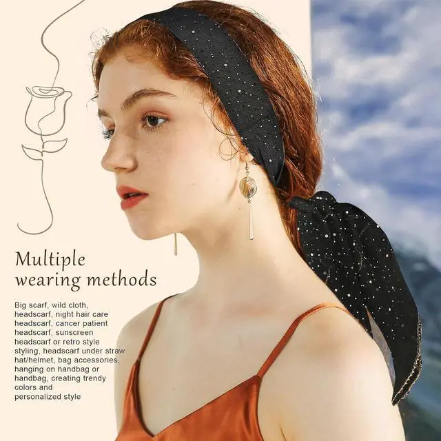 Alt view image 5 of 7 - Fashion Head Scarf for Women Hair 35 Inch Square Head Scarf - 90s Style Bandana, Scarf Top & Shawl Wrap
