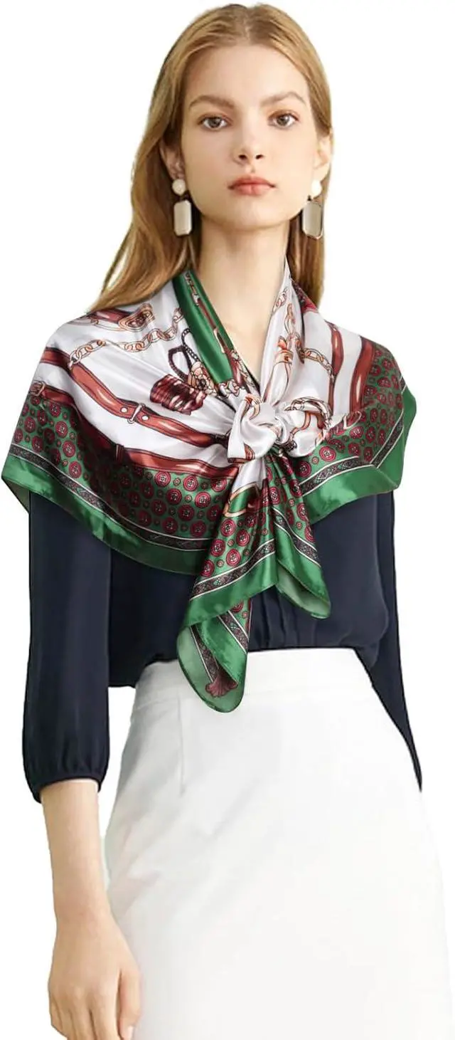 Alt view image 2 of 7 - EXTREE Women's 35 inch Fashion Headscarf Silk Satin Scarf for Hair Wrapping at Night Bandana Square Scarf for Sleeping