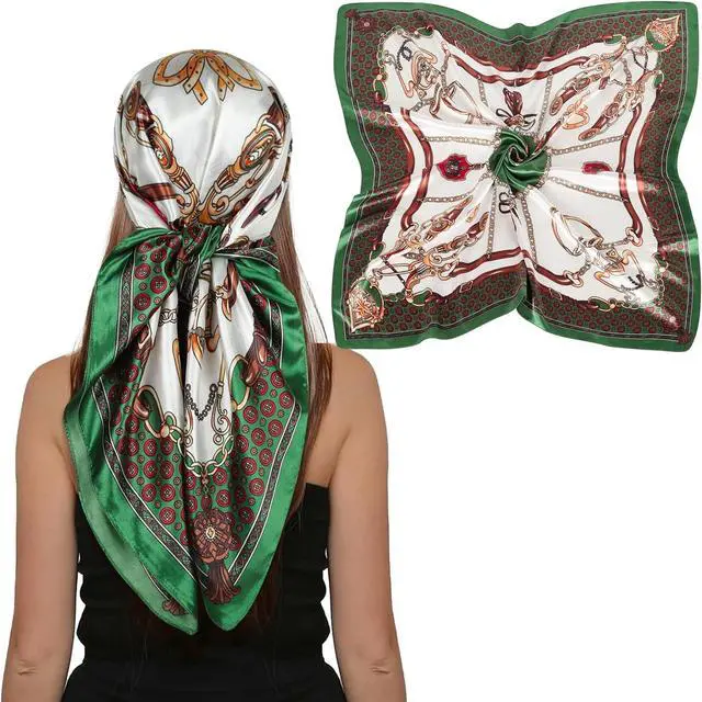 Main image of EXTREE Women's 35 inch Fashion Headscarf Silk Satin Scarf for Hair Wrapping at Night Bandana Square Scarf for Sleeping