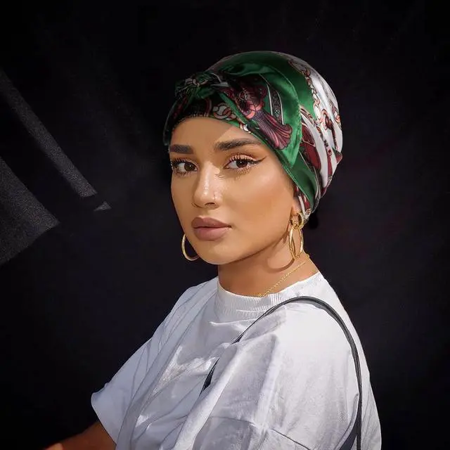 Alt view image 5 of 7 - EXTREE Women's 35 inch Fashion Headscarf Silk Satin Scarf for Hair Wrapping at Night Bandana Square Scarf for Sleeping