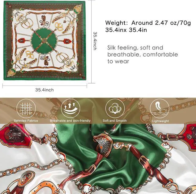 Alt view image 7 of 7 - EXTREE Women's 35 inch Fashion Headscarf Silk Satin Scarf for Hair Wrapping at Night Bandana Square Scarf for Sleeping