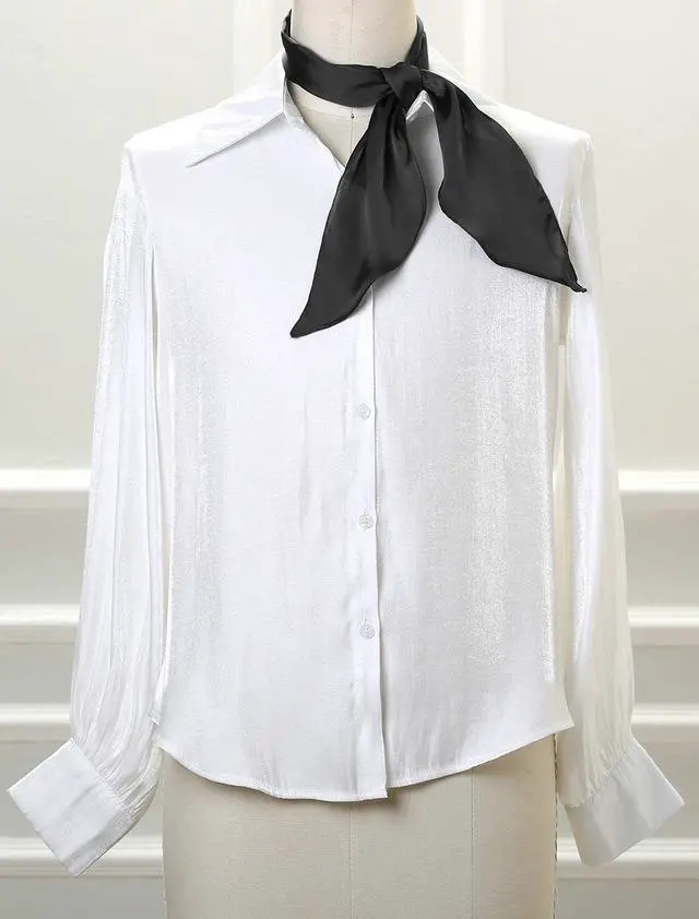 Alt view image 2 of 5 - Allegra K Women Plain Solid Color Pure Skinny Scarf Scarves Long Neckerchief Hair Band