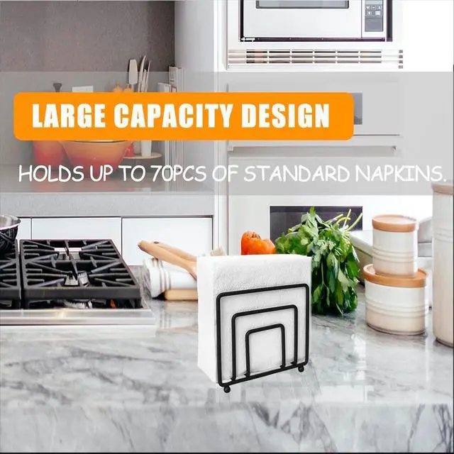 Alt view image 3 of 6 - Napkin Holder Freestanding Metal Tabletop Tissue Dispenser for Tables, Dining, Kitchen, Restaurant, Picnic (Black)