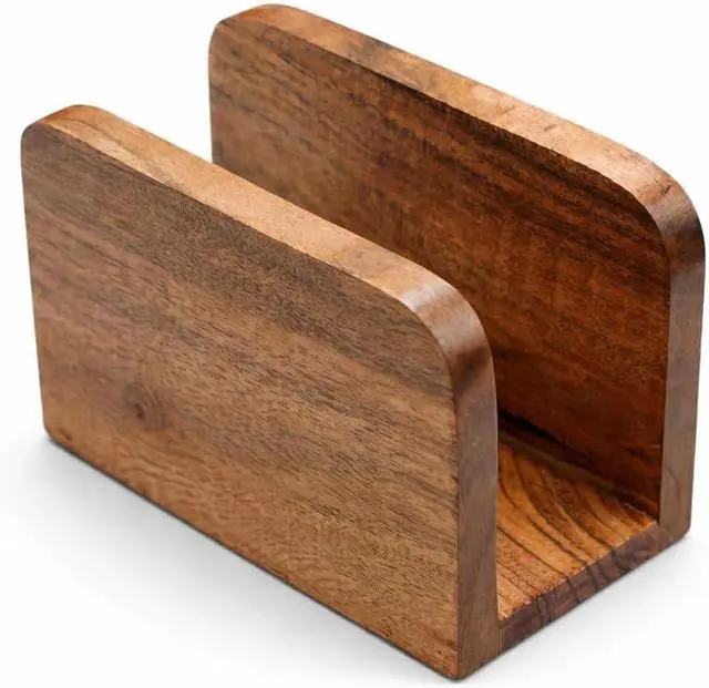 Main image of Napkin Holder for Table, Acacia Wood, Wooden Stand for Square Paper Napkins | Upright Design, Napkin Organizer for Kitchen, Dining Table, Cafe & Restaurant