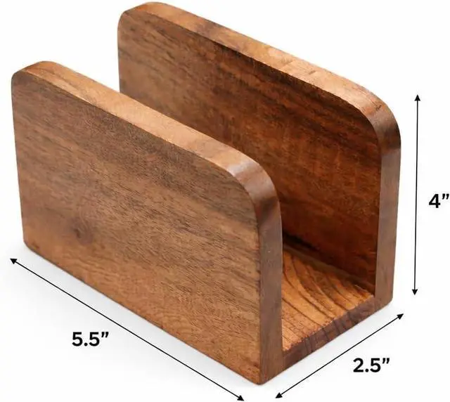 Alt view image 2 of 7 - Napkin Holder for Table, Acacia Wood, Wooden Stand for Square Paper Napkins | Upright Design, Napkin Organizer for Kitchen, Dining Table, Cafe & Restaurant