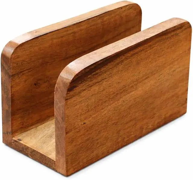 Alt view image 3 of 7 - Napkin Holder for Table, Acacia Wood, Wooden Stand for Square Paper Napkins | Upright Design, Napkin Organizer for Kitchen, Dining Table, Cafe & Restaurant