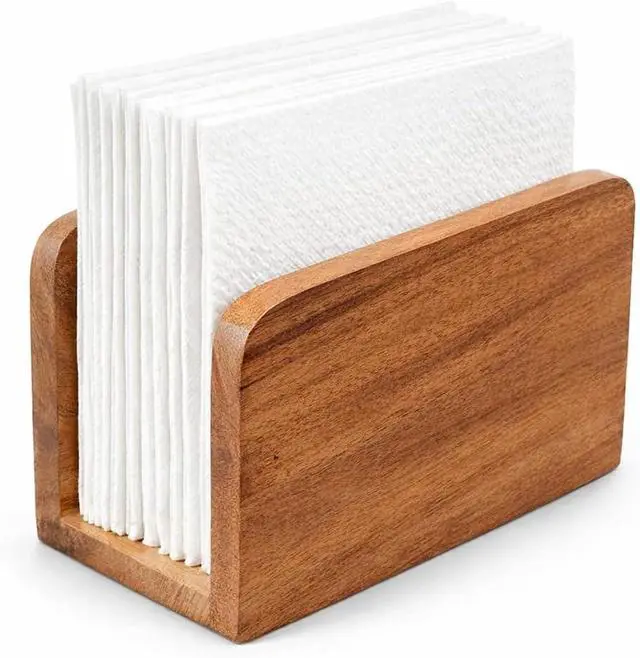 Alt view image 5 of 7 - Napkin Holder for Table, Acacia Wood, Wooden Stand for Square Paper Napkins | Upright Design, Napkin Organizer for Kitchen, Dining Table, Cafe & Restaurant