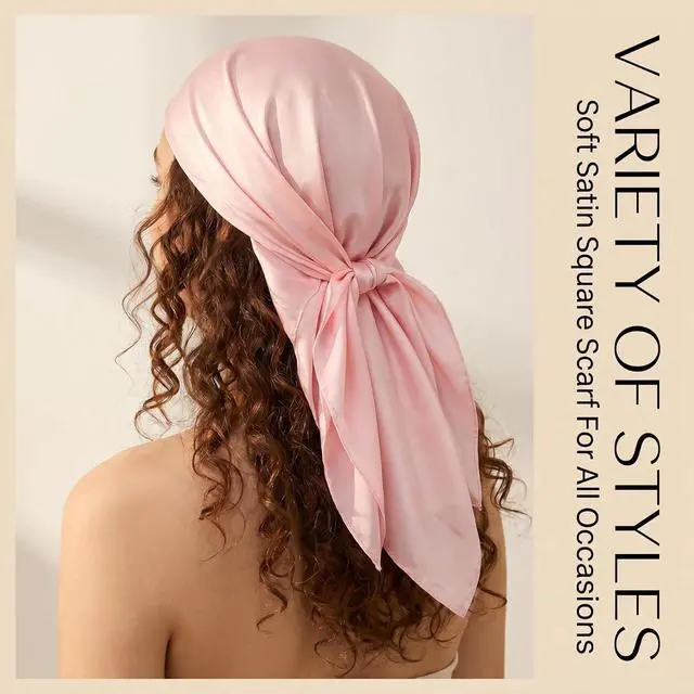 Alt view image 5 of 7 - Satin Scarf 27.5 inch Square Scarf Neck Hair Handkerchief Bandanas Headscarfs for Women Men Costume Accessory