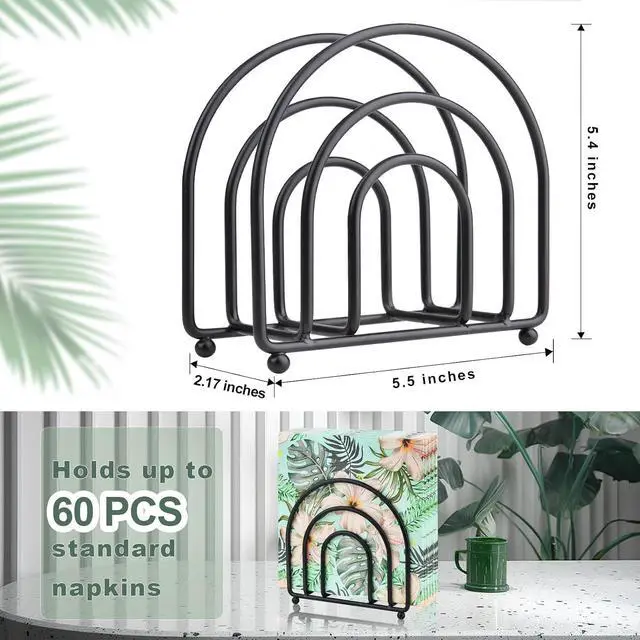 Alt view image 2 of 7 - Metal Napkin Holder for Table - No Assembly Matte Black Paper Napkin Holders for Kitchen, Compact Design Cocktail Napkins Hoder Dispenser for Home Countertop, Restaurant & Outdoor Use