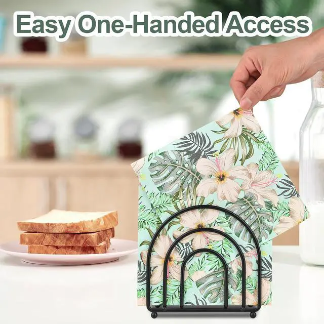 Alt view image 5 of 7 - Metal Napkin Holder for Table - No Assembly Matte Black Paper Napkin Holders for Kitchen, Compact Design Cocktail Napkins Hoder Dispenser for Home Countertop, Restaurant & Outdoor Use