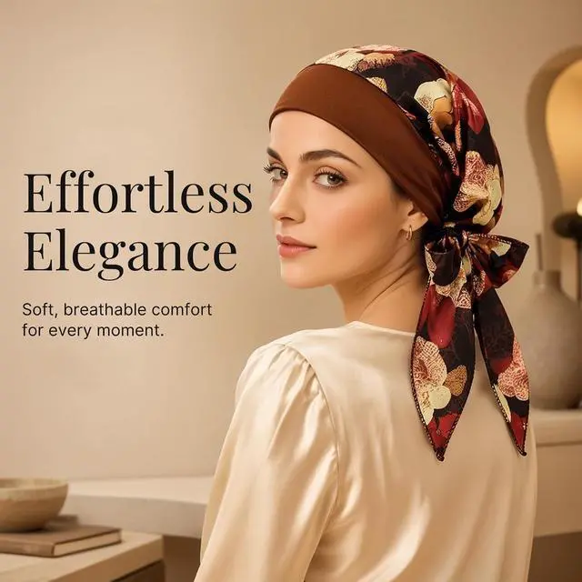 Alt view image 7 of 7 - Chemo Headwear Turbans for Women, Cancer Head Scarf, Headwear Coverings Caps, Head Wraps for Cancer Patients
