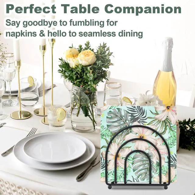 Alt view image 7 of 7 - Metal Napkin Holder for Table - No Assembly Matte Black Paper Napkin Holders for Kitchen, Compact Design Cocktail Napkins Hoder Dispenser for Home Countertop, Restaurant & Outdoor Use