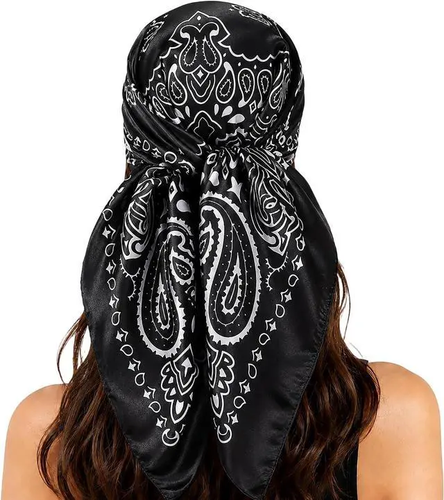 Main image of 35 Inches Floral Head Scarf for Women Classic Lightweight Paisley Bandana | Western Paisley Print Square Scarf, Classic Paisley Bandana, Purse Scarf Accessory, Streetwear Head Cover