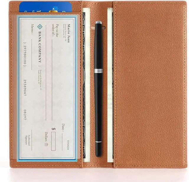 Alt view image 2 of 7 - CoBak Checkbook Cover for Women & Men - PU Leather Case with RFID Blocking | Classic Design Check Book Holder for Personal and Business