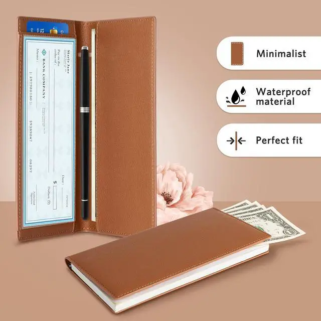 Alt view image 4 of 7 - CoBak Checkbook Cover for Women & Men - PU Leather Case with RFID Blocking | Classic Design Check Book Holder for Personal and Business