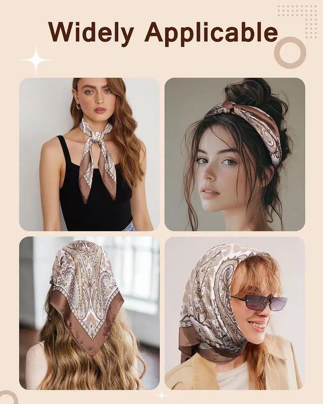 Alt view image 4 of 7 - CHLINS 27.5 Inches Satin Head Scarf Bandana for Women Silk Hair Scarf for Hair & Neck, Girls' Square Scarf Wrap