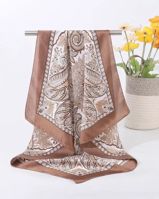 Alt view image 6 of 7 - CHLINS 27.5 Inches Satin Head Scarf Bandana for Women Silk Hair Scarf for Hair & Neck, Girls' Square Scarf Wrap