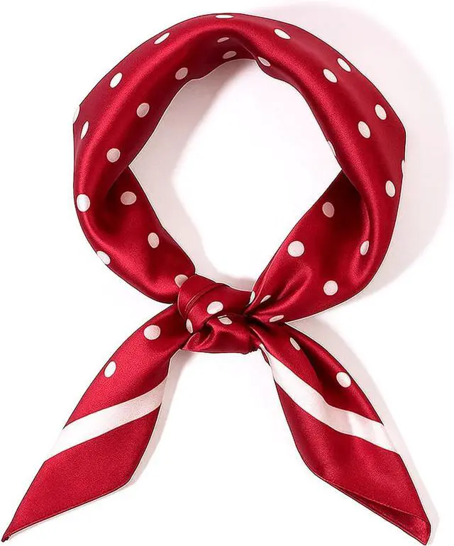 Main image of Psyqtsuary Chiffon Scarf Polka Dot Bandana Square Handkerchief | Square Handkerchief 1950s Vintage Bow Headband Head Scarves Bandana Headband Satin Scarves for Women & Girls (27.5 × 27.5 in)