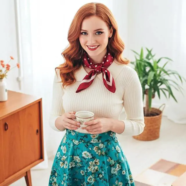 Alt view image 4 of 7 - Psyqtsuary Chiffon Scarf Polka Dot Bandana Square Handkerchief | Square Handkerchief 1950s Vintage Bow Headband Head Scarves Bandana Headband Satin Scarves for Women & Girls (27.5 × 27.5 in)