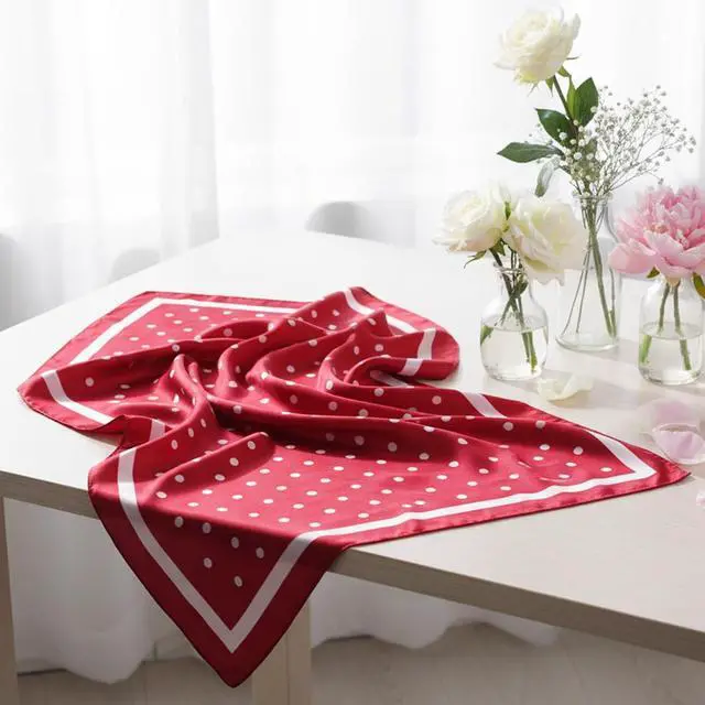 Alt view image 7 of 7 - Psyqtsuary Chiffon Scarf Polka Dot Bandana Square Handkerchief | Square Handkerchief 1950s Vintage Bow Headband Head Scarves Bandana Headband Satin Scarves for Women & Girls (27.5 × 27.5 in)