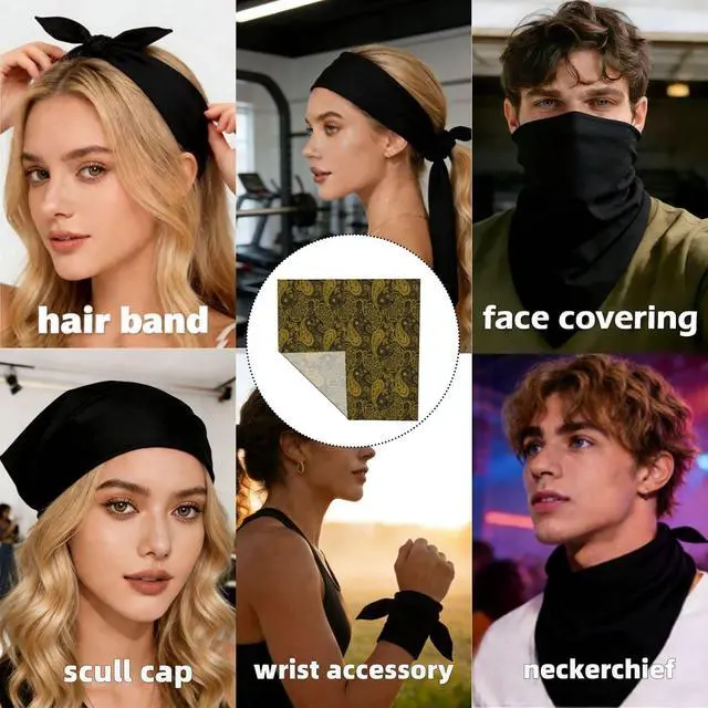 Alt view image 6 of 6 - Soft Bandana Headband, Multi-Purpose Head Scarf & Neck Wrap for Men Women